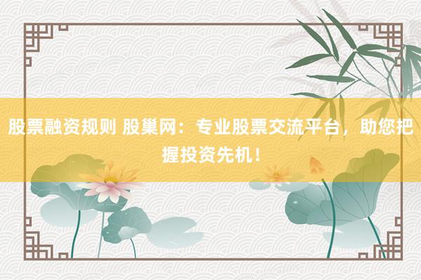 股票融资规则 股巢网:专业股票交流平台,助您把握投资先机!